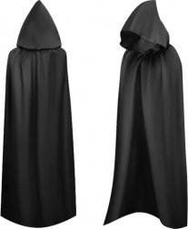 Long Black Hooded Cape