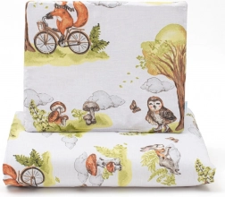Reversible stroller set NEW BABY Forest Animals made of cotton and velvet