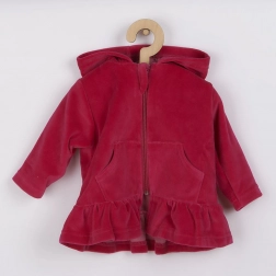 Felpa in velluto con cappuccio New Baby Baby rosa scuro