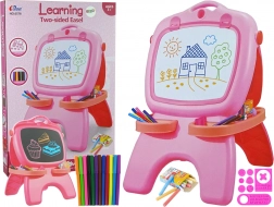 Lavagna magnetica e a gesso bifacciale – rosa con sagome