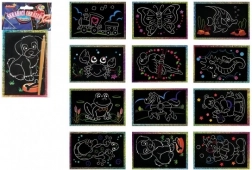 Scratch-off glitter pictures, colorful, 15 × 10 cm