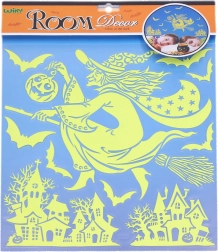 Világító boszorkányos Halloween falmatrica 38 × 31 cm