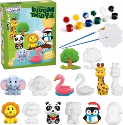 Woopie kreatywny zestaw z farbami DIY – gipsowe odlewy zwierzątek do kolorowania