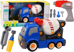 Children’s screw-together concrete mixer with drill – blue