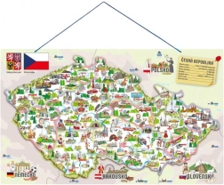 Woody magnetni zemljevid ČR s sličicami in družabna igra 3 v 1