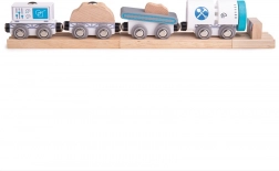 Bigjigs Rail wooden mining train with tracks and buffer