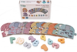 Wooden educational puzzle numbers with animals Montessori