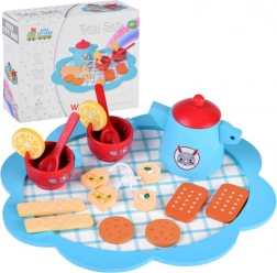 Blue Wooden Tea Set for Children with Accessories