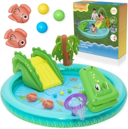 Parco acquatico gonfiabile BESTWAY coccodrillo con scivolo, spruzzatore e palline