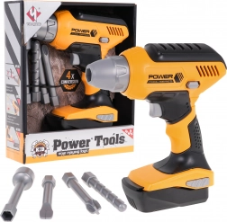 Interaktívna detská vŕtačka 3+ žltá so 4 výmennými bitmi a vyberateľnou batériou