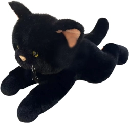 Gatto di peluche sdraiato 45 cm nero