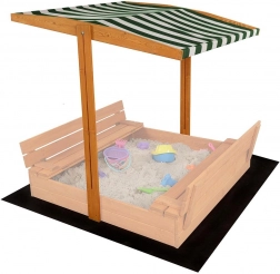Auvent pour bac à sable en bois pour enfants 120 × 120 cm vert et blanc