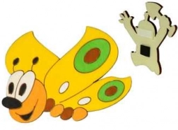 Drvena magnetna figurica žuti leptir Dodo