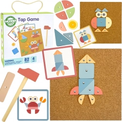 wooden cork tap-and-pin board WOOPIE GREEN, 82 pieces, 20 patterns