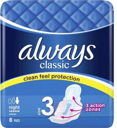 Always Classic Night sanitary pads 8 pcs
