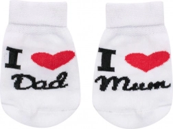 Infant cotton socks I Love Mum & Dad white