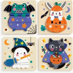 Mudpuppy puzzles en bois d’Halloween – set de 4 puzzles