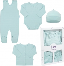 4-piece newborn set NEW BABY I AM, mint, size 56 (0–3 months)