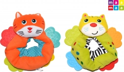 Textilní chrastítko na ruku s kousátky MAAMAA, kočička 12 cm