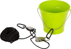 Small Foot pulley with metal bucket for kids’ garden and playhouse