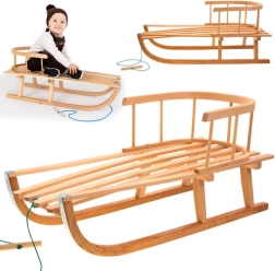 Luge en bois avec dossier et corde de traction