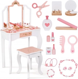 Toeletta in legno con specchio triplo e accessori WOOPIE GREEN