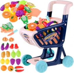 Shopping cart + vegetables fruit for cutting Shop fun 36 elements ZA4791