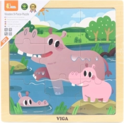 Viga Wooden Hippo Puzzle, 9 Pieces