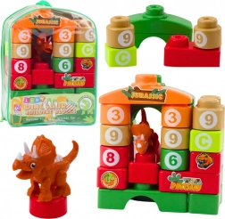 Dinosaur building set for a backpack – educational blocks with letters and numbers, 26 pieces