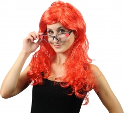 Parrucca lunga rossa da carnevale con frangia per adulti