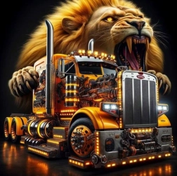 Diamond painting truck with lion 30 × 40 cm