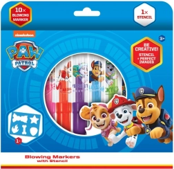 Pihalni flomastri s šablono PAW PATROL, 10 kosov, škatla 20 × 19 cm