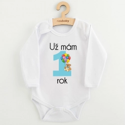 Otroško bodi z potiskom za 1. rojstni dan modro New Baby