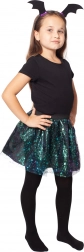 dívčí kostým čarodějnice s tutu sukní a čelenkou s netopýřími křídly