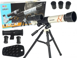 Educatieve wetenschappelijke telescoop met telefoonhouder wit