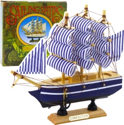 Dekoratives Modell Segelschiff weiß-blau 16x15 cm