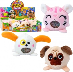 Plüss nyomkodható gniotek állatkákkal, vízgyöngyökkel, 6 cm