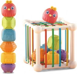 WOOPIE BABY cube sensoriel élastique et trieur pour enfants avec animaux + hochet, 7 pièces