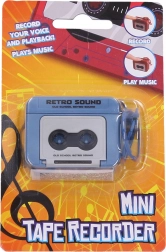 kazettás lejátszó hatású kulcstartó, fény- és hangeffektekkel, 5,5 cm