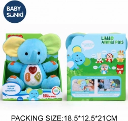 Plys-elefant med lys og musik 20 cm