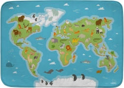 Tappeto per bambini mappa del mondo con animali 130 × 180 cm Achoka