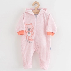 Tutina in ciniglia con cappuccio per neonati NEW BABY Sweetheart rosa