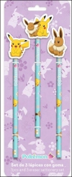 Pokémon set of three pencils with shaped rubber topper Flowers