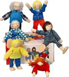Goki familiepoppen voor poppenhuis, set van 6 stuks
