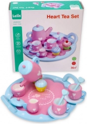 Wooden tea set with hearts