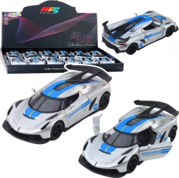 Voiture de sport en métal 1:32 à rétrofriction avec portes ouvrantes – argent