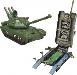 garażowy czołg z 4 autami, efektami świetlnymi i dźwiękowymi, 44 cm