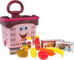 Children's shopping cart with accessories red