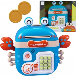 Elektronická pokladnička krab se sejfem na PIN – WOOPIE, modrá