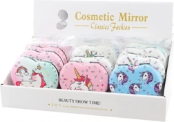 Specchietto tascabile a forma di cuore con motivo unicorno